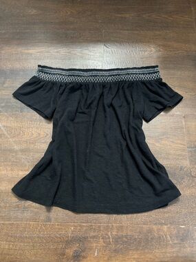 Old Navy Black Off-Shoulder Smocked Neckline Top